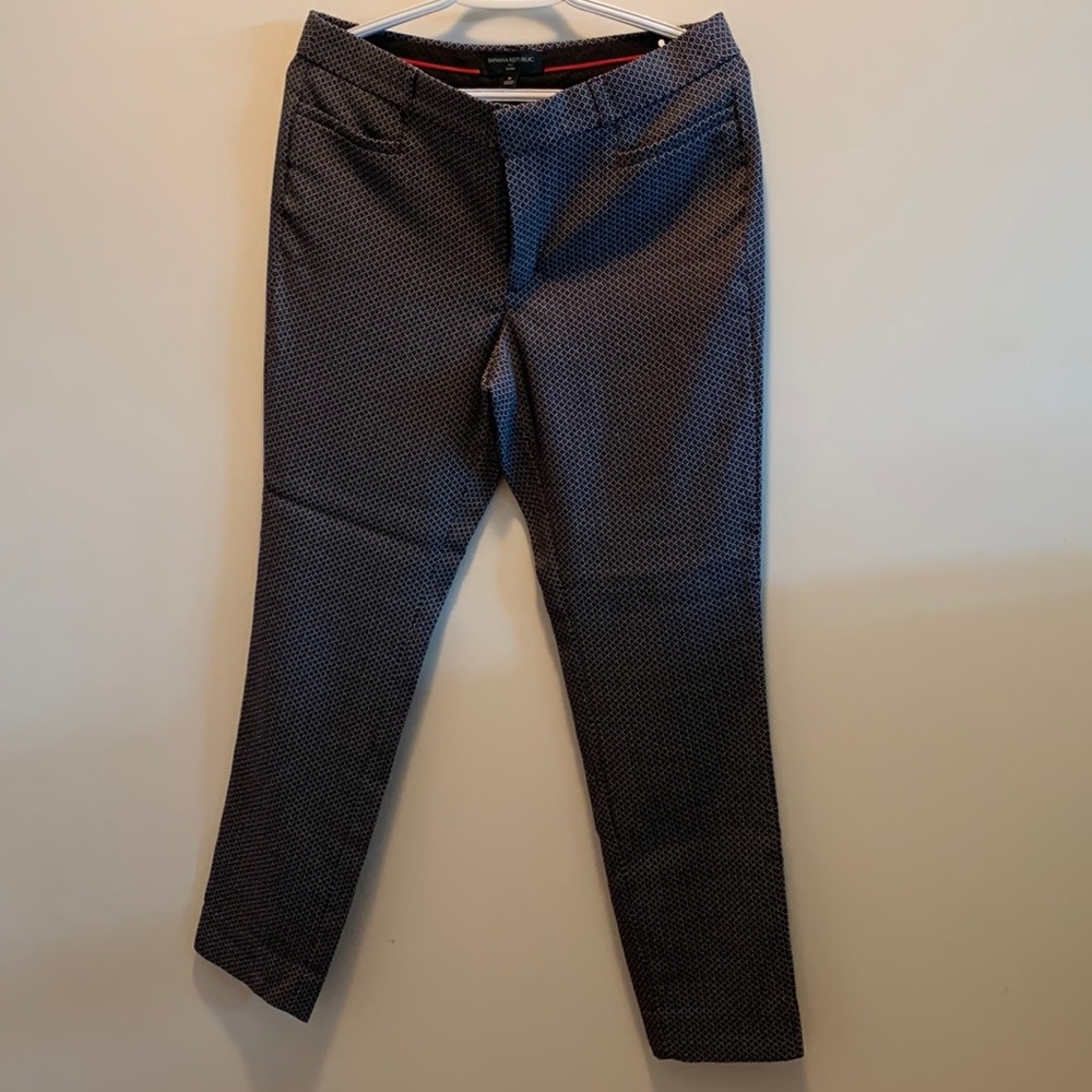 Tailored Navy Micro-Print Ankle Pants - Women's